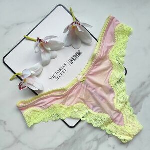 NWT VICTORIA'S SECRET TEASE HIGH-LEG SCOOP THONG PANTY IN PRETTY BLOSSOM SIZE LA